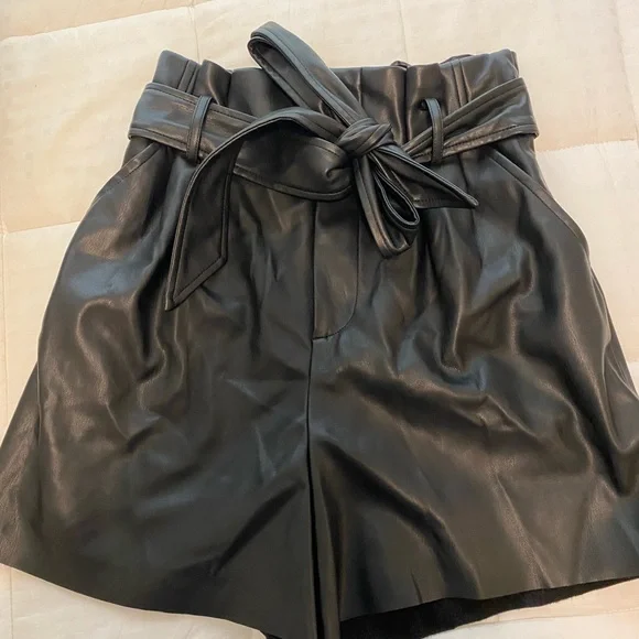 Zara Shorts Zara Leather Paper Bag Tie Shorts Poshmark